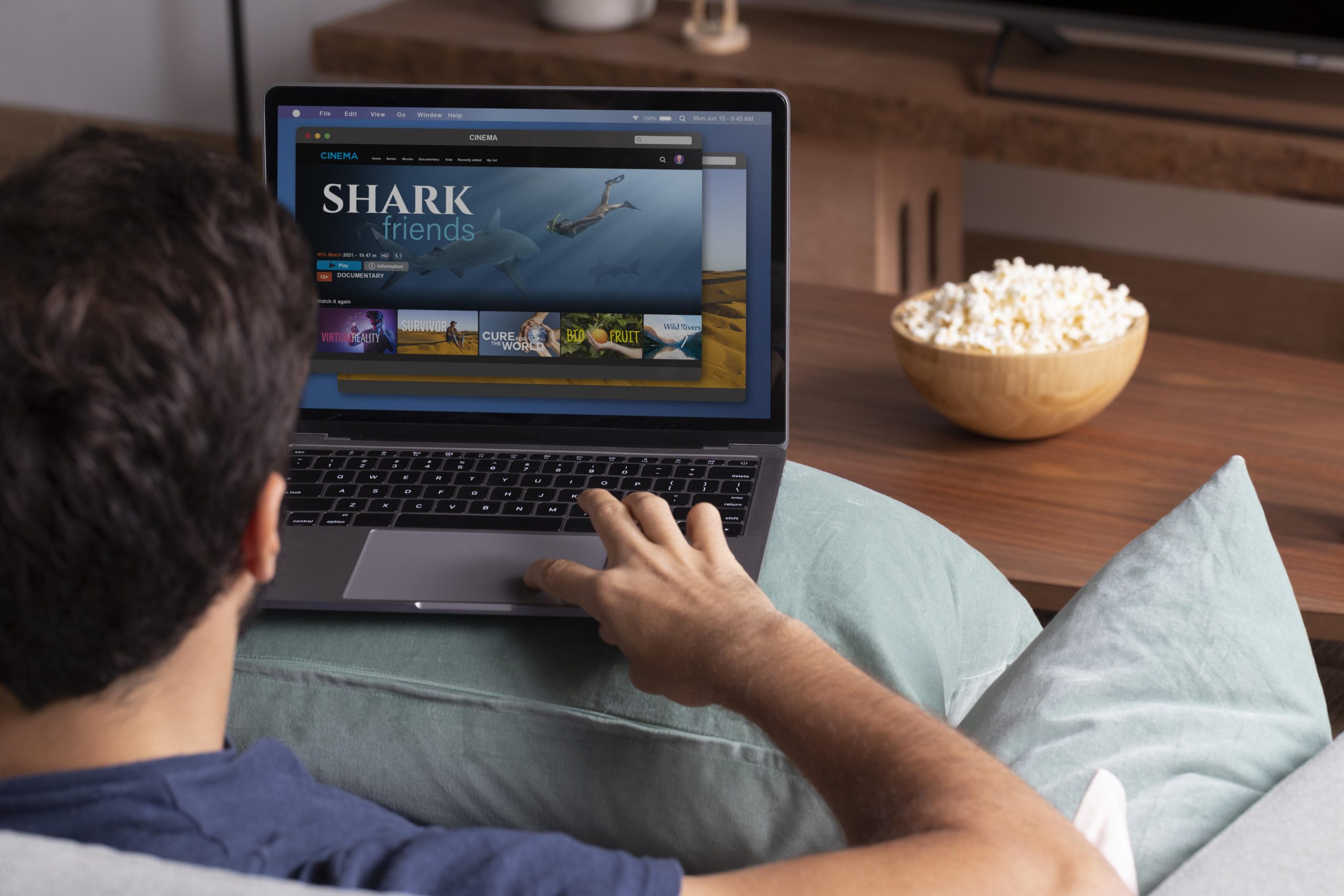 man watching streaming videos